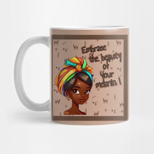 cartoony black beauty with african turban Mug